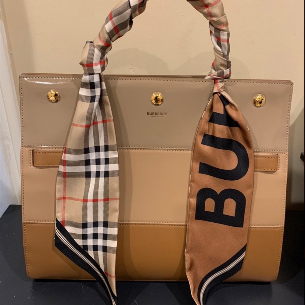 Rare Burberry Title Handbag in 3 leathers (Patent, Matte, Suede)